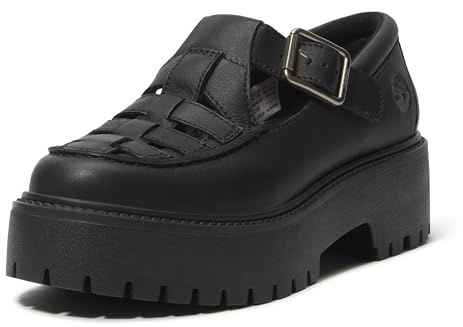 Timberland Scarpe da donna Stone Street con plateau e fibbia, Nero pieno fiore, 6 Wide