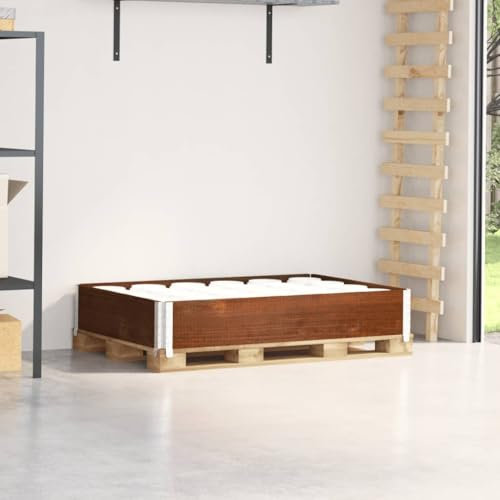 Homgoday Paletten Aufsatzrahmen, Palettenrahmen Holzrahmen Hochbeet Gartenbeet Stapelbar Faltbar, für Pflanzen, Blumen, Gemüse Braun 120x80 cm Massivholz Kiefer