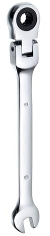 sourcing map Llave de trinquete de cabeza flexible de 6 mm, cabeza giratoria de 180°, llaves combinadas de trinquete métricas, 72 dientes, acero al cromo vanadio, trinquete de extremo abierto para