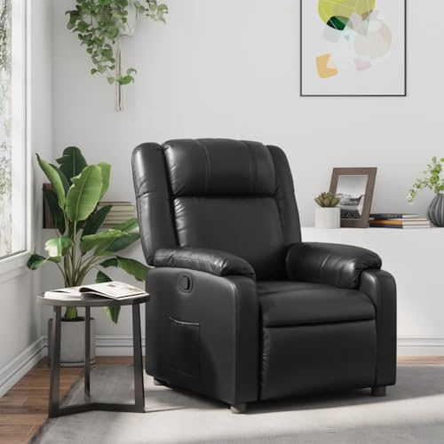 Cozynest Sessel mit Liegefunktion, Fernsehsessel Verstellbare Rückenlehne Fußteil, Liegesessel Ruhesessel Polstersessel Relaxsessel Schwarz Kunstleder