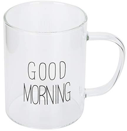 KIMISS Acqua Riutilizzabile in Plastica Trasparente, Buongiorno Tazza di Latte Trasparente caffè 350 Ml Bicchieri da tè Trasparenti per caffè tè Bevande Dessert Stoviglie Utensili da