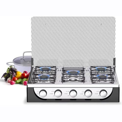 Fornello da Campeggio a Gas da Tavolo in Acciaio Inossidabile - 5 Fuochi Con Controllo Temperatura Regolabile e Accensione Automatica