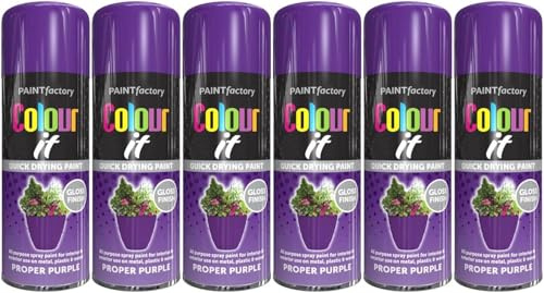 MIXEL Purple Gloss Spray Paint, Quick-Drying Formula, Easy To Apply, Ideal For DIY Projects, Crafting, Home Décor, Perfect For Wood, Metal, Plastic, Ceramics, 250ml, (6 Pcs)