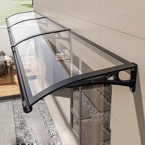 Auvent Porte D'entree, Marquise de Porte Exterieur avec Support en Aluminium Auvent de Terrasse Protection Contre la Pluie et la Neige, pour Maison, Porche, Terrasse,120x300cm/47x118in