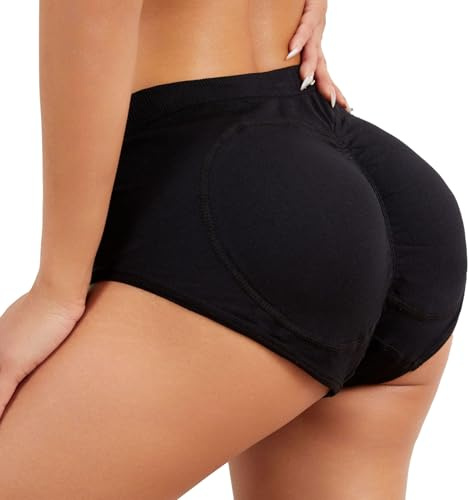 JENCVNL Pantalones Acolchados levantadores de glúteos para Mujer, Ropa Interior Moldeadora de glúteos para Mujer, Almohadillas Elevadoras para realzar la Cadera (Negro, S)