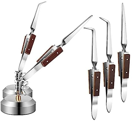 Harewtwy Ensemble de Pincettes à Souder 5 Pièces + Base Rotation à 360° pour la Fabrication de, le Soudage, la Réparation