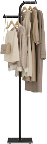 GUOHNHE Perchero de Pie, Moderno Colgador de Ropa de Doble Columna, con Placa Inferior de Roca Gruesa, para Colgar Abrigos, Sombreros y Bolsos, 30 x 30 x 176 cm, Negro, GYJ012B