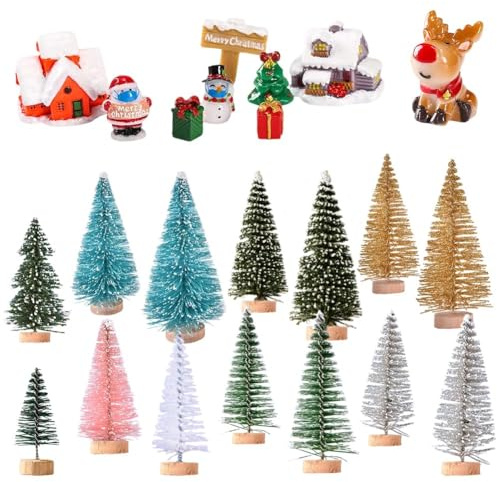 Vexthorion Miniature Ornament Kits 23pcs,Mini Xmas Style Figurines,Santa Claus Christmas Tree Snowman Reindeer Cute Resin Garden Micro Landscape Decor For Home Garden Party Decor Desktop Decoration