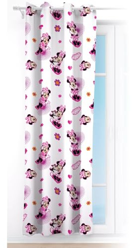 Tenda Velata Minnie Mouse 140x280 cm tendina semitrasparente bambini con anelli design ufficiale Disney con Minnie Rosa 100% Poliestere