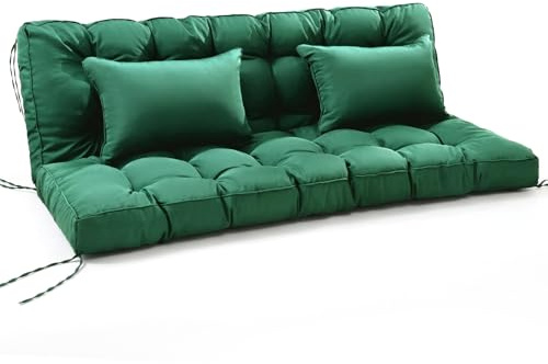 Bankauflage für Innen und Außen, 2-in-1 faltbares Design mit Kissen 111 x 160 x 14 cm, wasserabweisender sitzkissen, rutschfeste Gartenbankauflage mit Bändern für Hollywoodschaukel, Fensterbank (grün)