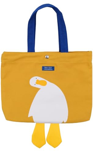Mritrit Süße Jutebeutel Bedruckt, Canvas Tragetasche mit Gelbem Enten Design, Wiederverwendbare Einkaufstasche mit Innentasche für Damen, Lustige Stoffbeutel Handtasche für Freund, Kollegen 28×22 cm