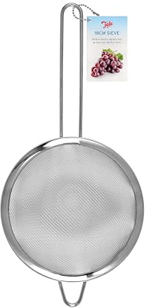 Tala rostfritt stål sil, 18 cm diameter med fint nät, perfekt för tvätt och silning av frukt, grönsaker, ris och salladsvaror