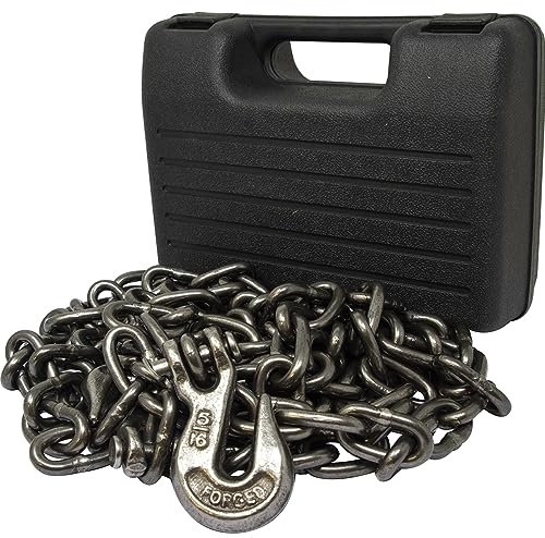 BARGAINS-GALORE® 14ft Heavy Duty Recovery Tow Towing Chain - Foot Grab Hooks With Carry Case | Ideal For Farmers Truckers And Contractors | Double Ended Hooks