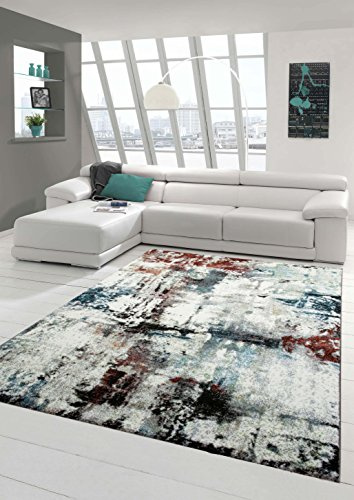 Teppich-Traum Traum Designermatta, modern matta, vardagsrumsmatta, kort lugg, matta, melerad, stänk, design, turkos, gräddvit, brun, multi, storlek 120 x 170 cm