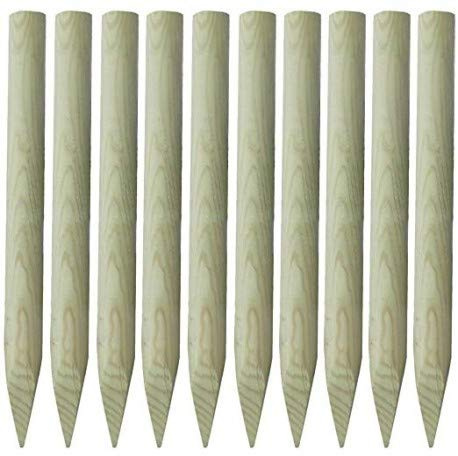 ITALFROM 5845 Lot de 10 piquets en Bois de pin traiès fraisès, Parfaits pour la Construction d'une clòture, palissade, barrière - ⌀ 6 cm x H100 cm