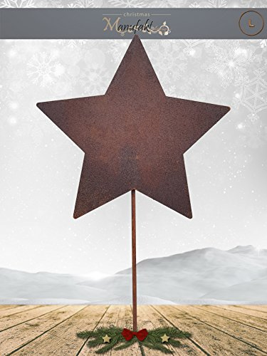 Edelrost Stern am Stab 18cm - Wunderschöne Metall Weihnachts-Deko. Ideal für Ihren Hauseingang, im Garten auf Ihrer Terrasse oder in der Wohnung - Weihnachts-Deko von Manufakt-Design