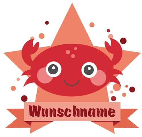 Samunshi® Süße Krabbe Wandtattoo Türschild mit Name personalisierbar Kinderzimmer Türaufkleber Baby Wandaufkleber - 100x87cm mehrfarbig