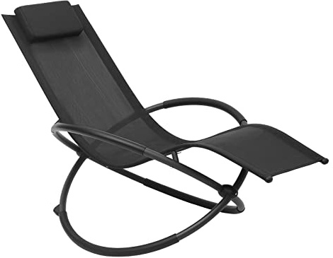 WOLTU Schaukelliege Outdoor, mit Kopfstütze, Schwarz | Relaxliege, für Garten Balkon Terrasse