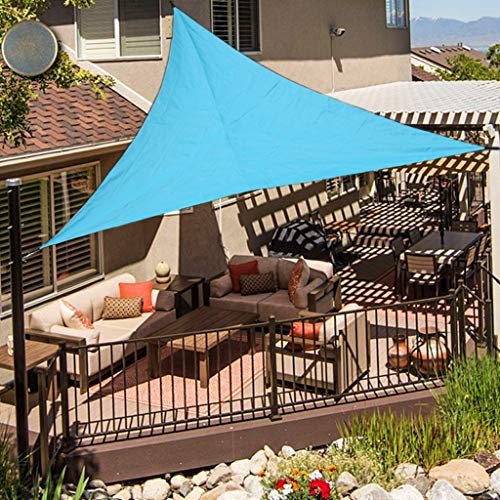 Sun Shade Sail Water-resistant Triangle Sun Shade UV Block Sunscreen Awning Garden Beach Patio Canopy 3x3x3m, Blue