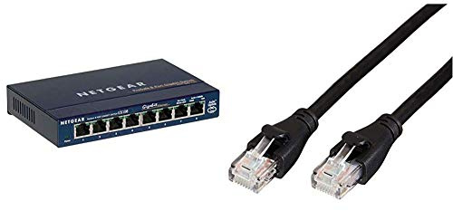 Netgear GS108GE Switch Métal 8 Ports Gigabit Non Manageables ProSAFE, Garantie à Vie & Amazon Basics Câble réseau Ethernet RJ45 catégorie 6-1,5 m