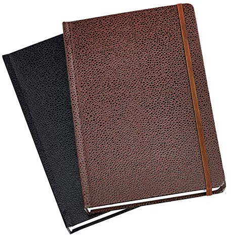 Amazon Basics Shagreen Tagebuch, 2 Stück, Schwarz/Braun