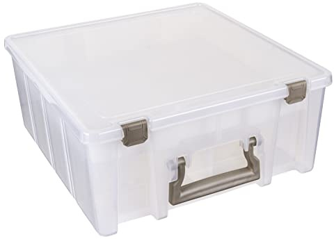 ArtBin 6899AZ Super Satchel Double Deep with Lift-Out Tray Storage Container, Portable Arts & Crafts Organizer with Removable Dividers, Clear