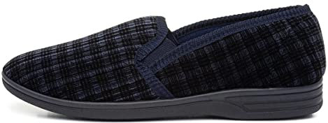 The Slipper Company Mens Twin Gusset Navy Slipper - Size 8 UK - Blue