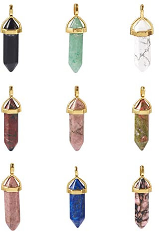 PandaHall natürlicher Edelstein-Anhänger, heilende Chakra-Perlen für Armband, Halskette, Schmuckherstellung, Stein, Quarz