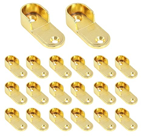 Coshar 20 Stück ovale Schrankstangen-Endstützen, Kleiderstangenhalterungen, Zinklegierung, passend für Stangeninnen-Durchmesser 16 mm, Gold