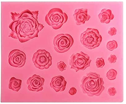 LATRAT 3D Rosen Blumen Silikon Backform, für Kuchen Fondant Dekorieren Rosen Blumen Form, Mini Cupcake DIY Backen Dekoration Werkzeug (Rosa)