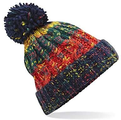 ASVP Shop Corkscrew Cable Knitted Bobble Hat Plain Mens Womens Beanie Warm Winter Pom Wooly Cap