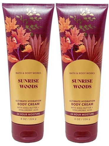 Bath and Body Works Sunrise Woods 2 Pack Ultra Shea Body Cream 8 Oz. (Sunrise Woods)