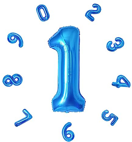 DTXLX Folienballon Zahl 1, 101cm Helium Luftballon, Blau Geburtstagsdeko