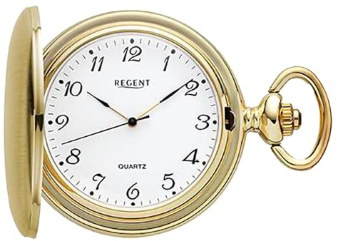 Regent Herren Taschenuhr Savonnette Verchromt 47 MM Quarz Arabische Zahlen P-736