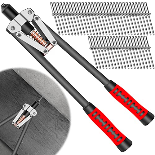Acboor Set di pinze per rivetti, 17, con 100 rivetti, pinze per rivetti ciechi da 2,4, 3,2, 4,0, 4,8 mm, pinza per rivetti a mano, per rivetti in acciaio inox, acciaio e alluminio