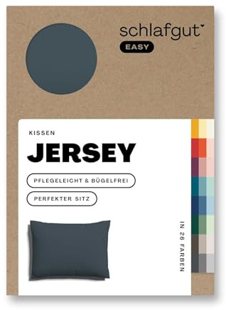 schlafgut Easy Jersey Kissenbezug 40x60 cm 100% Baumwolle, Grey Deep | Kopfkissenbezug, Kissenhülle, Grau, Jersey, Ton-in-Ton Reißverschluss, bügelfrei, OEKO-TEX, atmungsaktiv