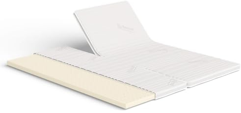 Meisterschlaf Split Latex Topper 180x200 cm – 7 cm hoch – 20% Naturlatex RG 65 – mittelweich – Oeko-TEX® Standard 100 – Tencel™ Lyocell 3D Doppeltuch-Bezug waschbar – Made in Germany