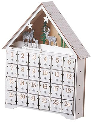 Milageto Weihnachts-Adventskalender mit 24-Tage-Schubladen, Tischdekoration, nummerierte Schubladen für interaktive Familienspiele, stabil, Größe S
