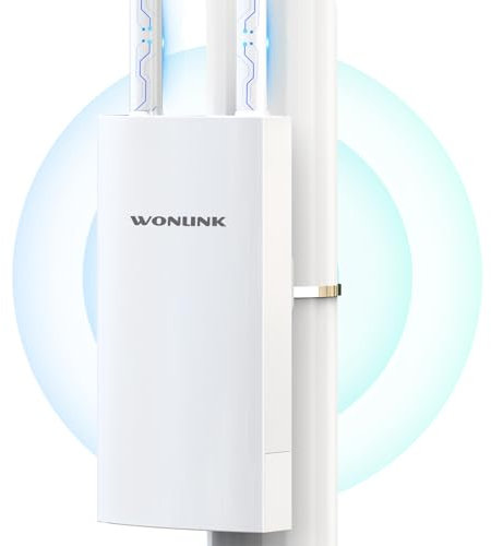 WONLINK Outdoor Point d'accès WiFi PoE, Repeteur Wi-FI Extérieur Puissant IP66 avec 2 Port Ethernet Gigabit, AC1200 Mbps Amplificateur WiFi Exterieur Double Bande Antenne WiFi Longue Portée, MU-MIMO