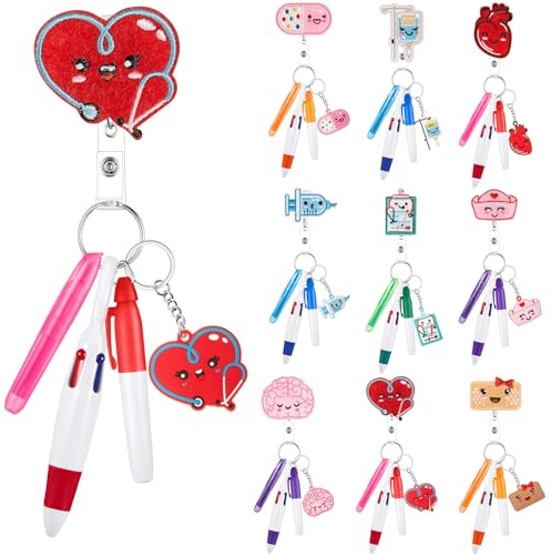 Henoyso 54 Pcs Nurse Badge Reel with Mini Highlighter Pens Bulk 2026 Nursing Week Appreciation Gifts Retractable Badge Clips Accessories for Nurses Cna Medical Assistant Staff Women (Classic)
