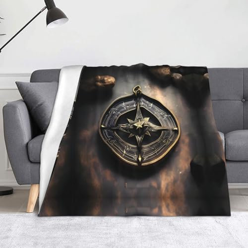 YYHHAOFA Magisches Design Nordische Runen Kompass Bild Flanell Decke Überwurf 152,4 x 127 cm: leicht, warm und langlebig, weich und pflegeleicht