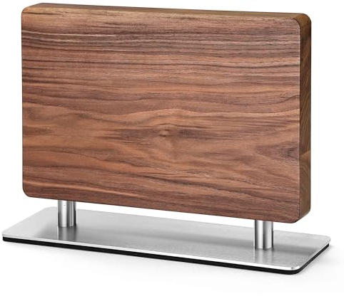 Zayiko Porte-couteaux magnétique double face de qualité supérieure en bois de noyer - Rangement élégant et non équipé - Support magnétique des deux côtés pour les cuisines élégantes