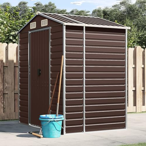 ARKEM Abri de Jardin Marron 191x130x198 cm Acier galvanisé,Abris De Jardin,Abri De Stockage pour Jardin,Abri D'Outils De Jardin