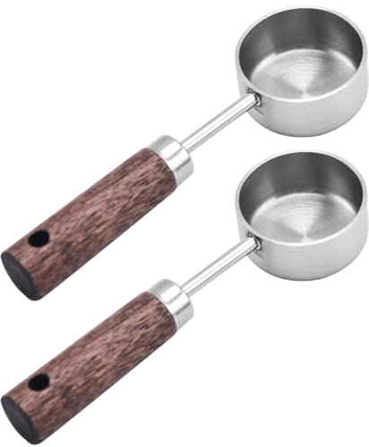 Xafrstyu Cuillère Doseuse à Café 15ml, Cuillère à Café en Bois, Cuillères Doseuses pour Thé, Café, Accessoires de Cuisine (Argent)