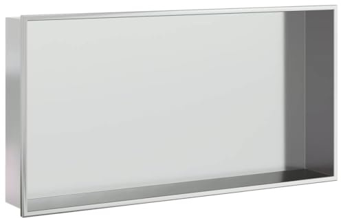 vidaXL Shower Niche, Recessed Shower Shelf for Wet Room, Wall Insert Bathroom Storage for Shampoo Soap Toiletries, Brushed Silver Stainless Steel