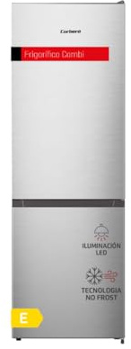 Corberó - Frigorífico Combi | CCHS18064X | No Frost | 292L | 179 cm| Luz LED | Cajón Crisper | Estanterías de cristal ajustables | Hueveras y Cubiteras | Inox
