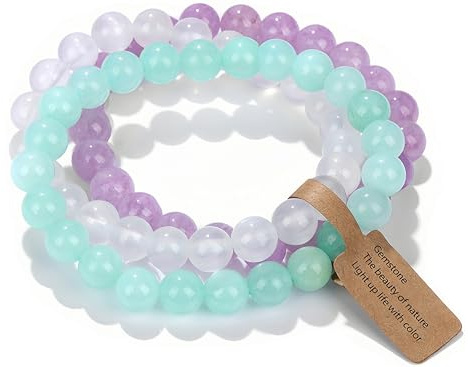 SAIBANGZI Edelstein Naturstein Armband 8MM Perlenarmband Heilsteine Armband Schmuck Geschenk für Damen oder Herren An Geburtstag,für Mama Geschenk Muttertag