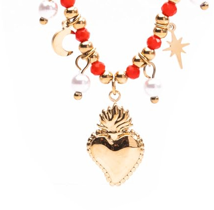 Enrico Coveri Collana Donna Cuore Sacro, Collanina in Acciaio Gold