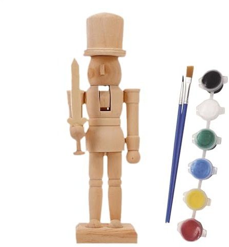 LearnLyrics Bemalen Sie Ihre Eigenen Nussknacker-Soldaten Aus, Unvollendete Weihnachts-Nussknacker-Figuren - Bemalen Sie Ihre Eigenen Nussknackerfiguren - Bemalbarer Weihnachts-Nussknacker-Soldat