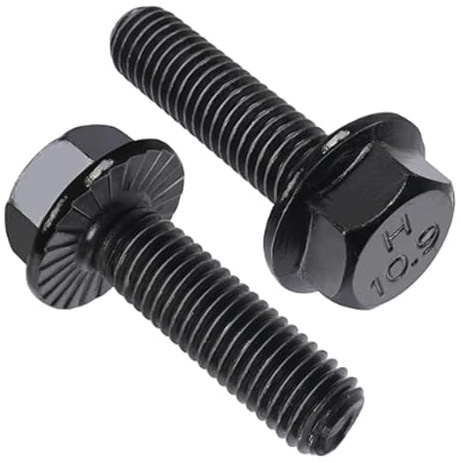 MOUMOUTEN 10 Stück Flansch-Sechskantschrauben, 1.75mm M12 Tonhöhe 10.9 Schwarz legierte Schrauben, schwarzes Finish, Sechskantschrauben mit Flanschkopf M12x35